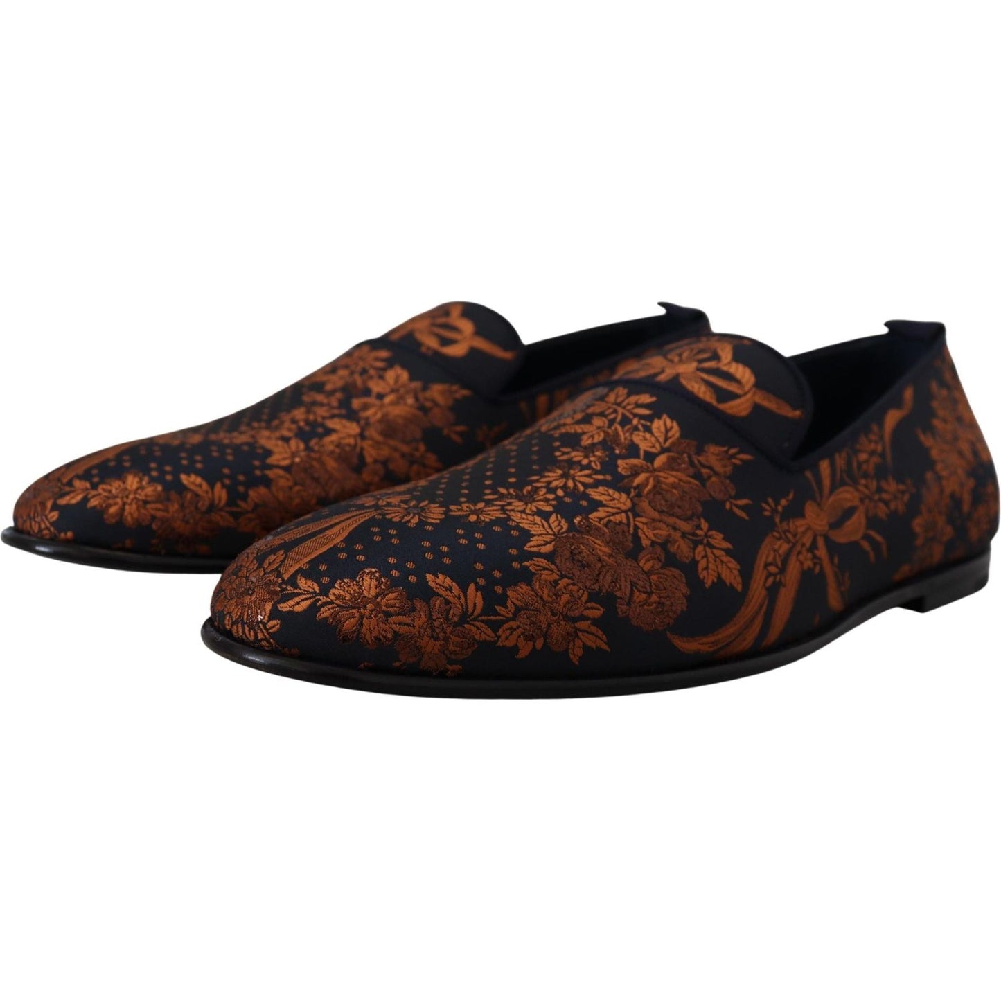 Dolce & Gabbana Blue Rust Floral Slippers Loafers Shoes MV4813- 39