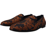 Dolce & Gabbana Blue Rust Floral Slippers Loafers Shoes MV4813- 39
