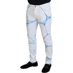 Dolce & Gabbana White Blue Denim Cotton Jeans Stretch Skinny Fit Pant PAN73200- 44