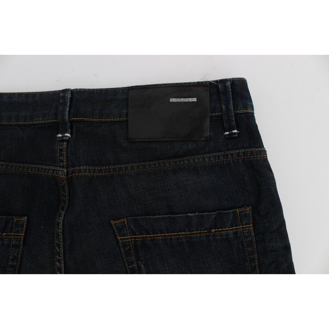 Acht Blue Wash Cotton Denim Straight Fit Jeans Acht