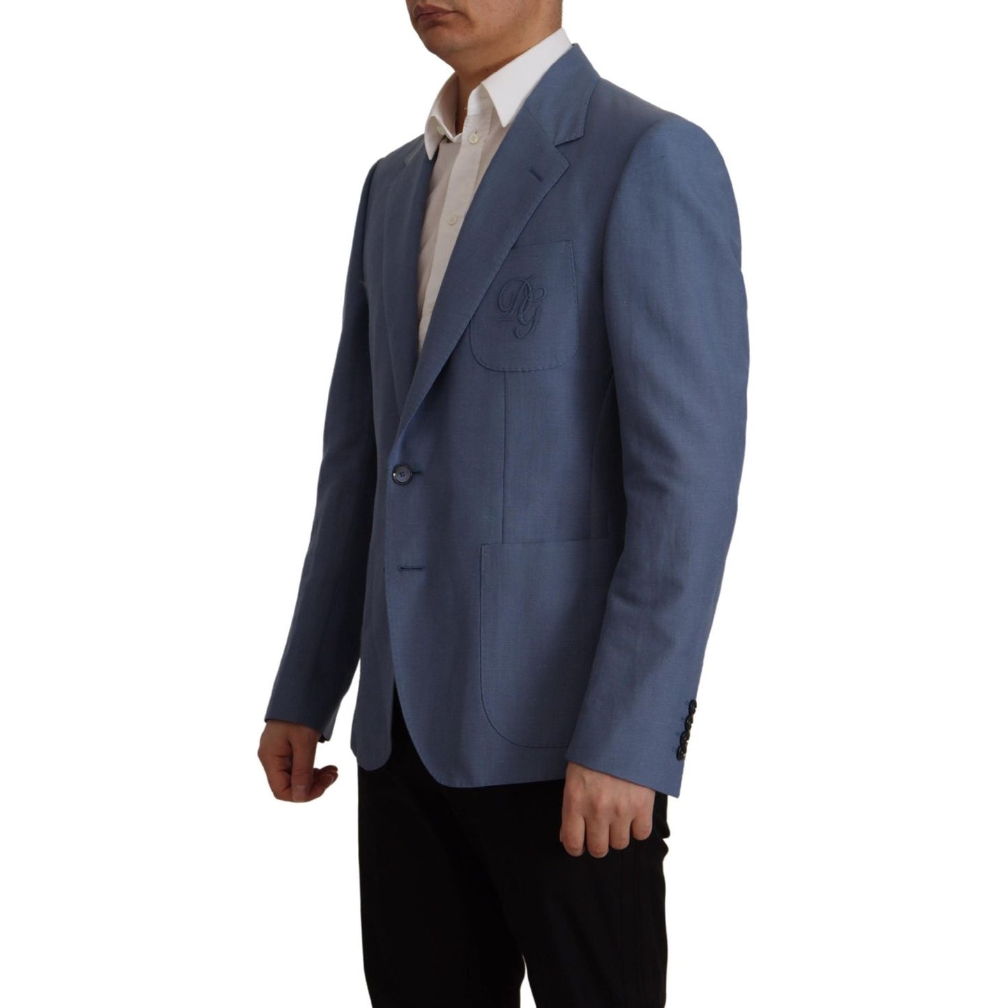 Dolce & Gabbana Blue Single Breasted Logo Blazer Jacket JKT3397- 48