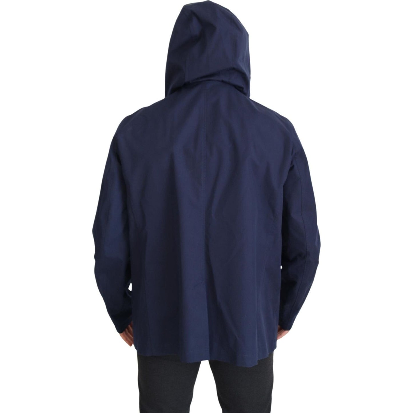 Dolce & Gabbana Blue Hooded Double Breasted Coat Jacket JKT3345- 58