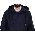 Dolce & Gabbana Blue Hooded Double Breasted Coat Jacket JKT3345- 58