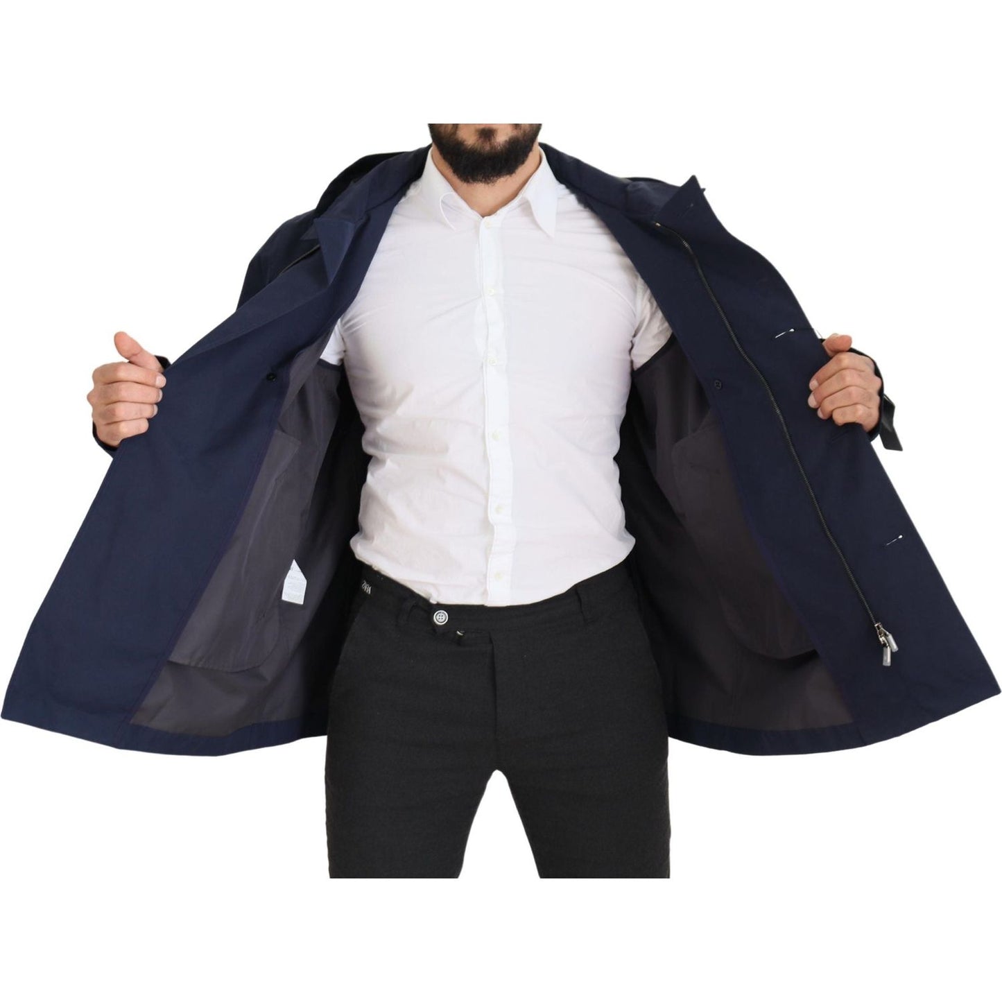 Dolce & Gabbana Blue Hooded Double Breasted Coat Jacket JKT3345- 58