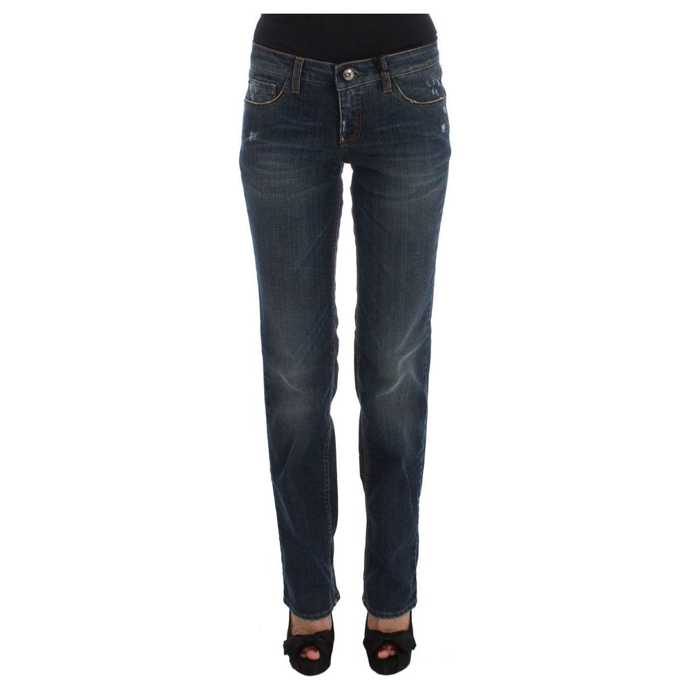 Costume National Blue Cotton Blend Bootcut Jeans SIG30199-1