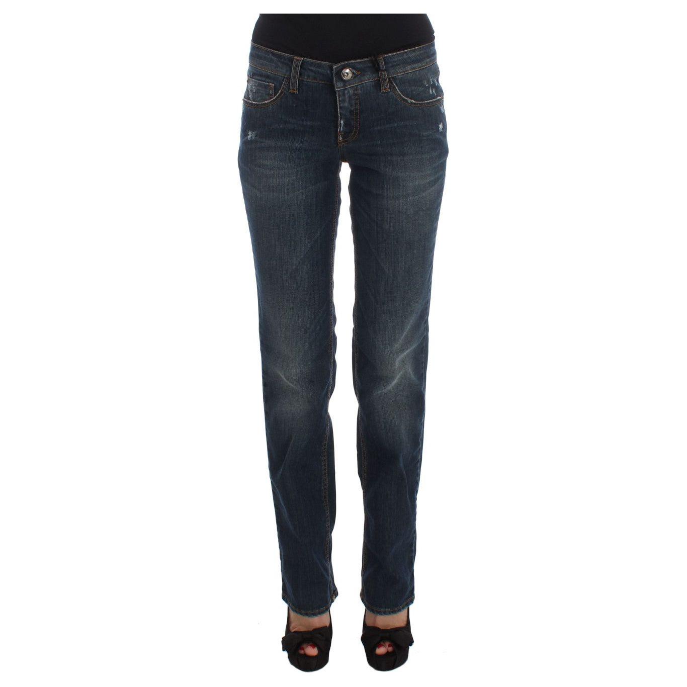 Costume National Blue Cotton Blend Bootcut Jeans SIG30199-1