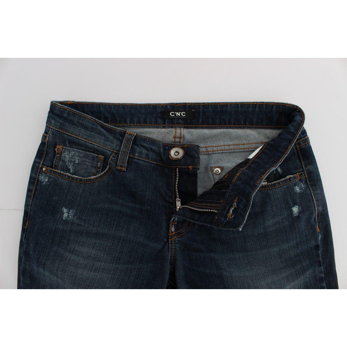 Costume National Blue Cotton Blend Bootcut Jeans SIG30199-1
