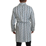 Dolce & Gabbana Blue Floral Cotton Robe Coat Jacket JKT3419 -48