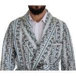 Dolce & Gabbana Blue Floral Cotton Robe Coat Jacket JKT3419 -48