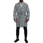 Dolce & Gabbana Blue Floral Cotton Robe Coat Jacket JKT3419 -48
