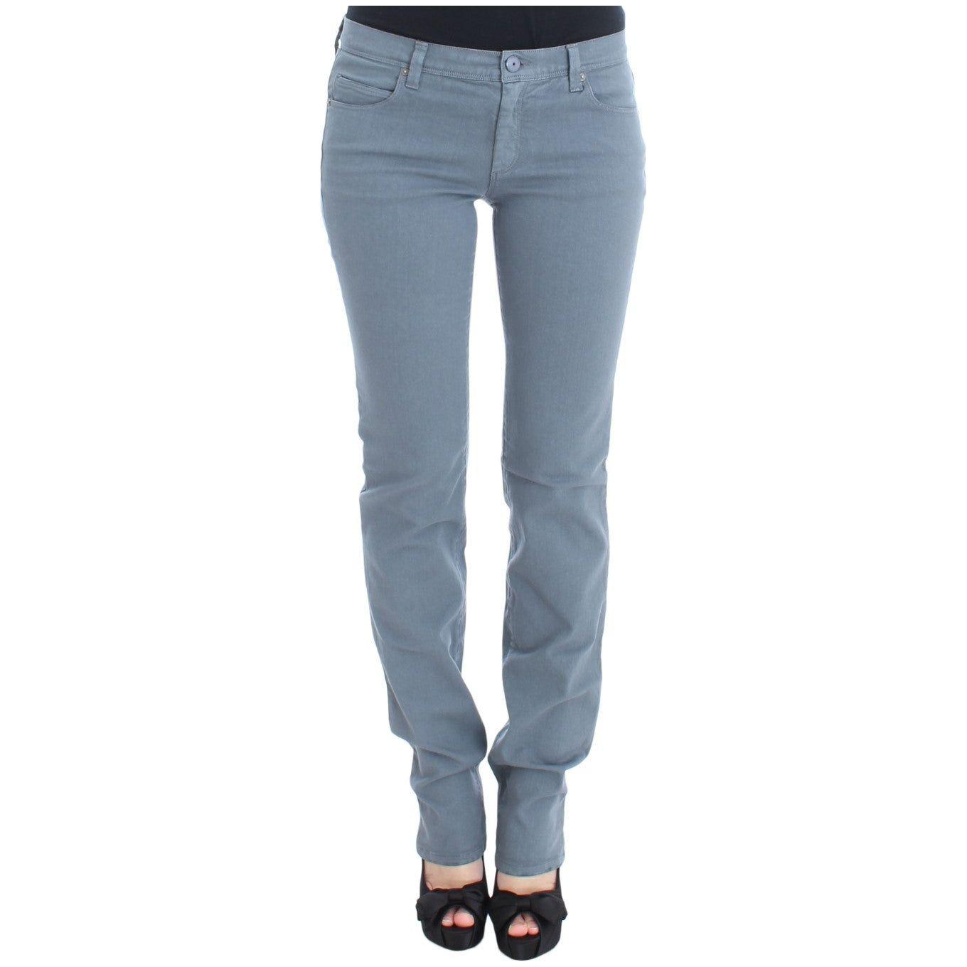 Ermanno Scervino Blue Cotton Blend Slim Fit Bootcut Jeans SIG30289-2