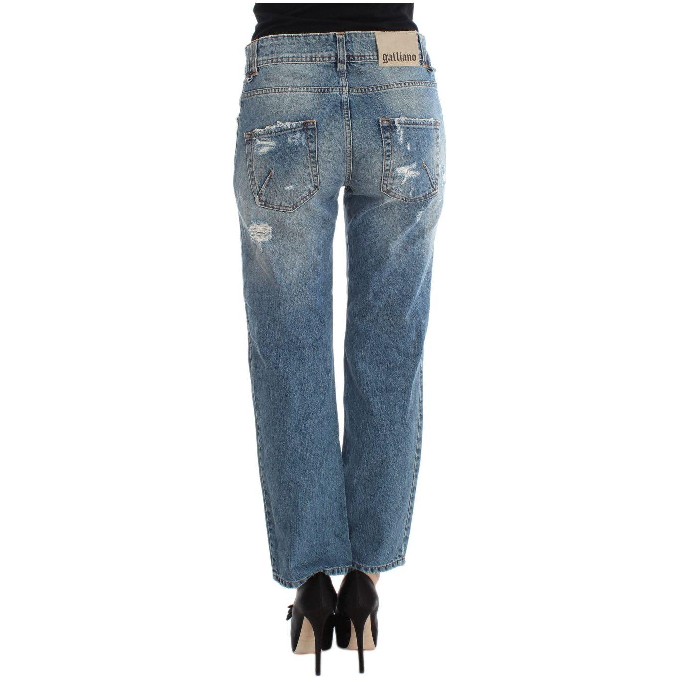 John Galliano Blue Wash Cotton Boyfriend Fit Cropped Jeans SIG30175-3