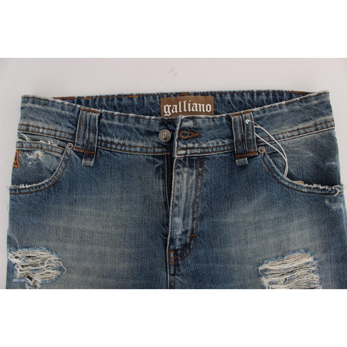 John Galliano Blue Wash Cotton Boyfriend Fit Cropped Jeans SIG30175-3