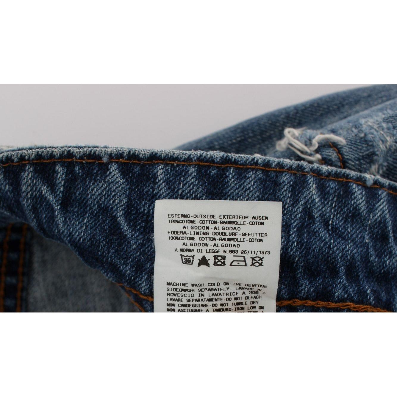 John Galliano Blue Wash Cotton Boyfriend Fit Cropped Jeans SIG30175-3