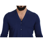 Dolce & Gabbana Blue Wool V-neck Button Down Cardigan Sweater TSH7937- 44