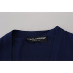 Dolce & Gabbana Blue Wool V-neck Button Down Cardigan Sweater TSH7937- 44