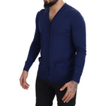 Dolce & Gabbana Blue Wool V-neck Button Down Cardigan Sweater TSH7937- 44