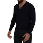 Dolce & Gabbana Blue Wool STAFF Down Cardigan Sweater TSH8144- 46