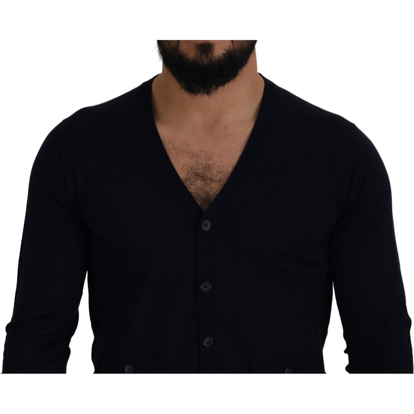 Dolce & Gabbana Blue Wool STAFF Down Cardigan Sweater TSH8144- 46