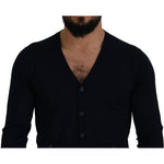 Dolce & Gabbana Blue Wool STAFF Down Cardigan Sweater TSH8144- 46