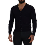 Dolce & Gabbana Blue Wool STAFF Down Cardigan Sweater TSH8144- 46