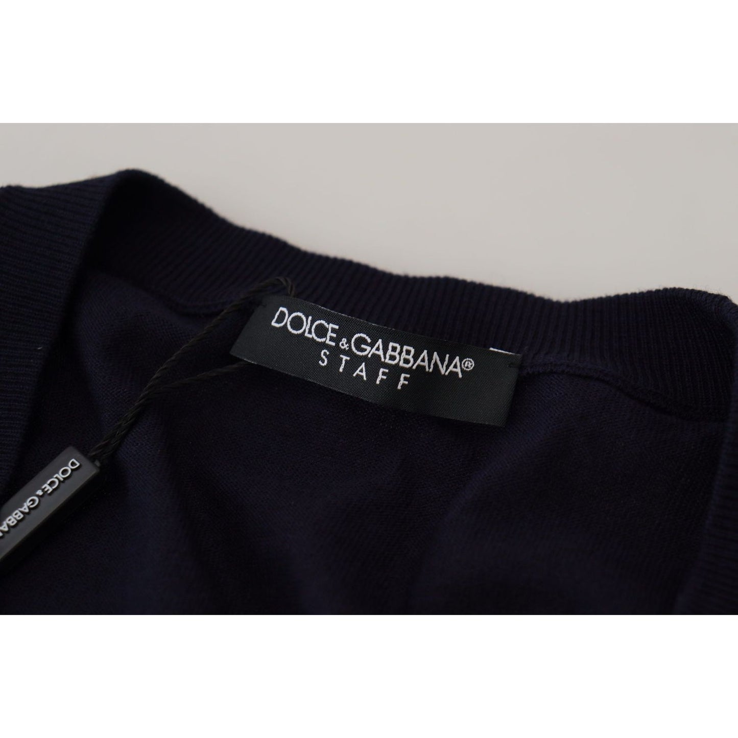 Dolce & Gabbana Blue Wool STAFF Down Cardigan Sweater TSH8144- 46