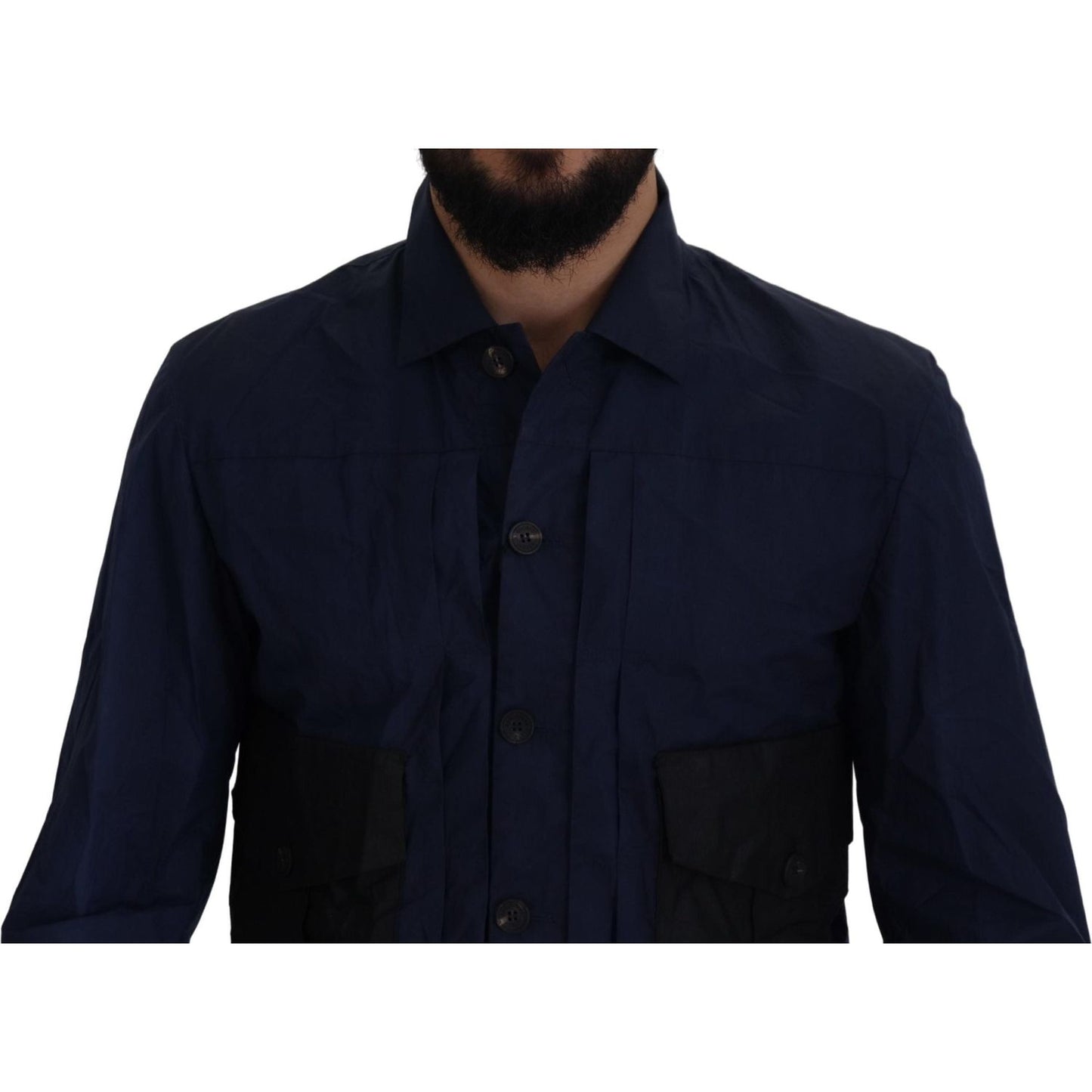 Dsquared² Dark Blue Cotton Collared Long Sleeves Casual Shirt TSH7933- 48