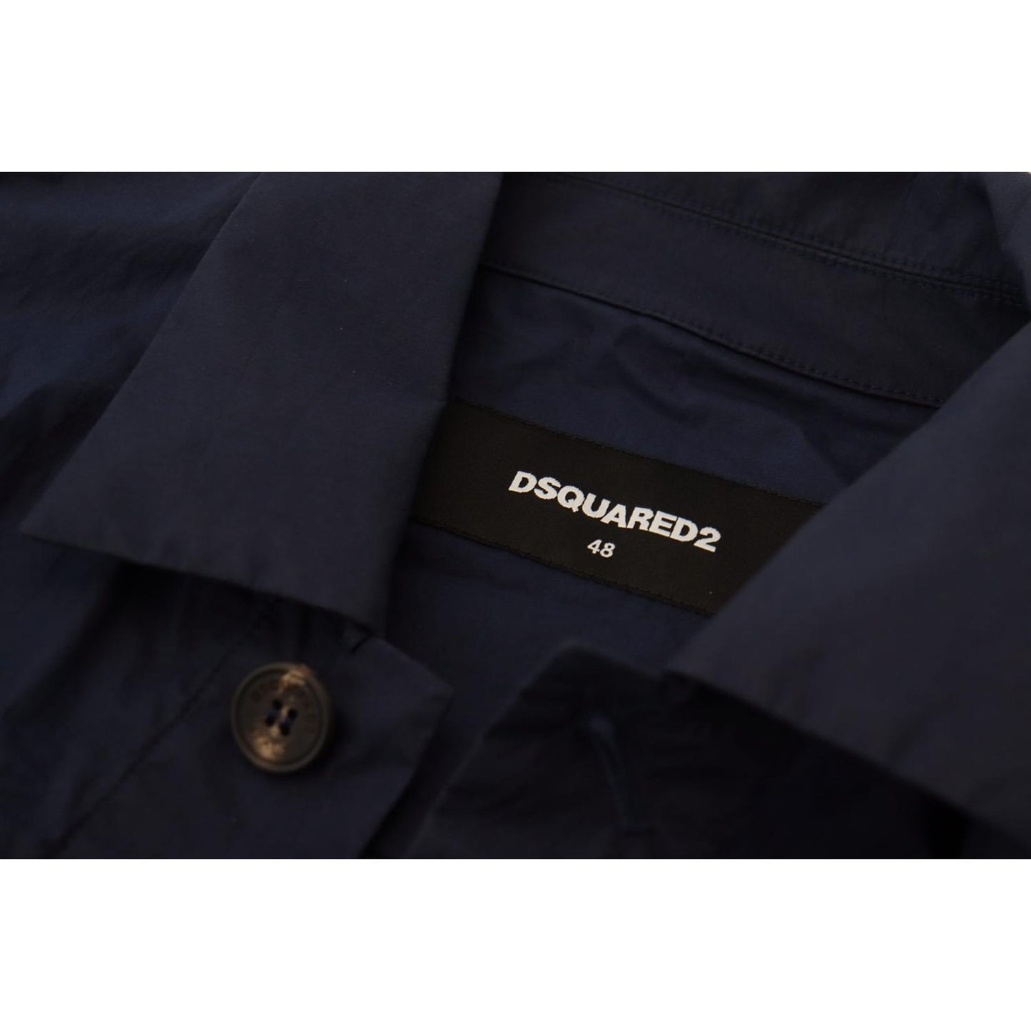 Dsquared² Dark Blue Cotton Collared Long Sleeves Casual Shirt TSH7933- 48