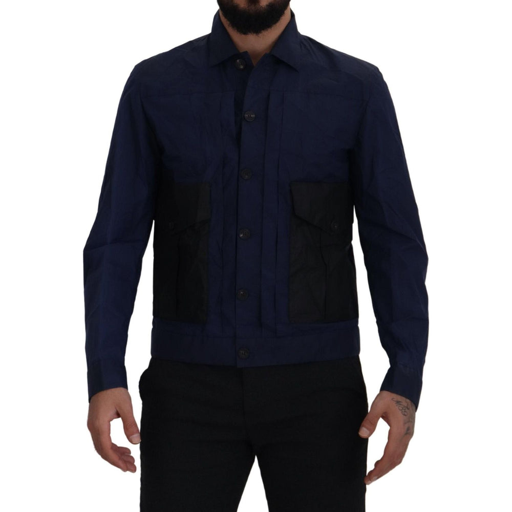 Dsquared² Dark Blue Cotton Collared Long Sleeves Casual Shirt TSH7933- 48