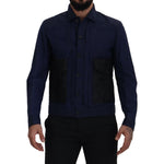 Dsquared² Dark Blue Cotton Collared Long Sleeves Casual Shirt TSH7933- 48