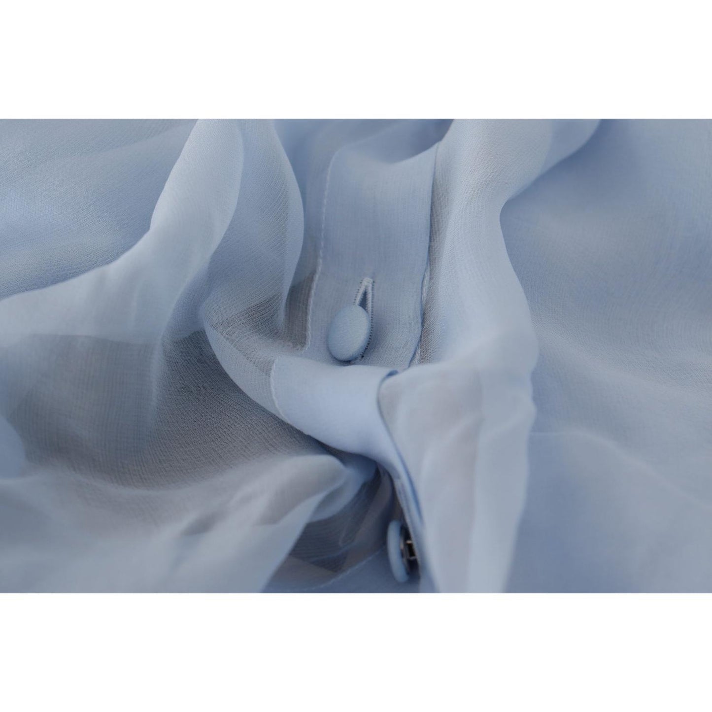 Dolce & Gabbana Light Blue Silk Ascot Collar Long Sleeves Top TSH8036 - 40
