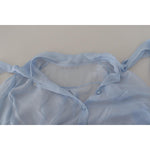 Dolce & Gabbana Light Blue Silk Ascot Collar Long Sleeves Top TSH8036 - 40