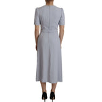 Dolce & Gabbana Blue Floral Applique Midi Viscose Dress DR28747 - 38