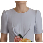 Dolce & Gabbana Blue Floral Applique Midi Viscose Dress DR28747 - 38
