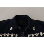 Dolce & Gabbana Blue Denim Crystal Embellish Cotton Jacket JKT3326- 36