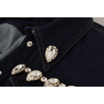 Dolce & Gabbana Blue Denim Crystal Embellish Cotton Jacket JKT3326- 36