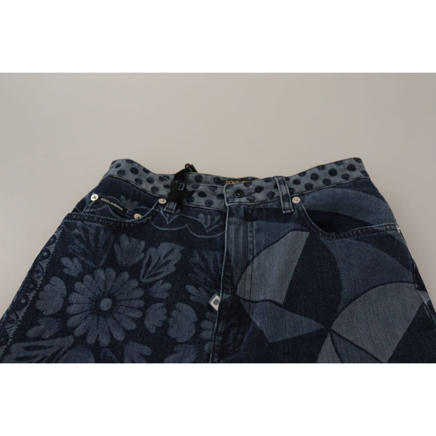 Dolce & Gabbana Blue Floral High Waist Skinny Denim Jeans PAN73252- 36