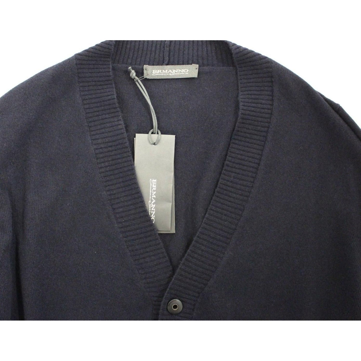 Ermanno Scervino Blue Wool Cashmere Cardigan Pullover Sweater SIG10106-4