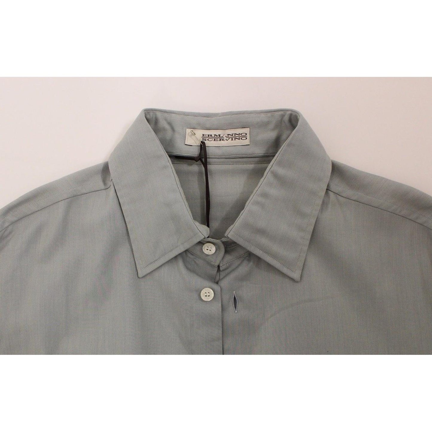 Ermanno Scervino Gray Cotton Long Sleeve Casual Shirt Top Ermanno Scervino