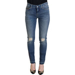 Dolce & Gabbana Blue Washed Cotton Tattered Denim Jeans PAN73093 - 40