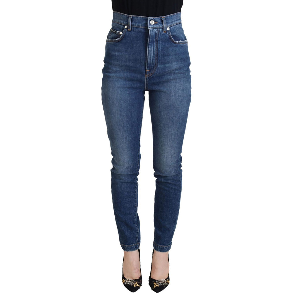 Dolce & Gabbana Blue Cotton High Waist Skinny Denim Jeans PAN74028 - 40