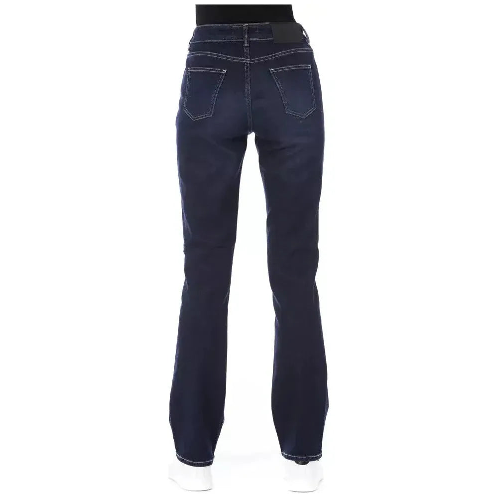 Baldinini Trend Blue Cotton Women Jeans with Tricolor Pocket Detail BA-23107-W30