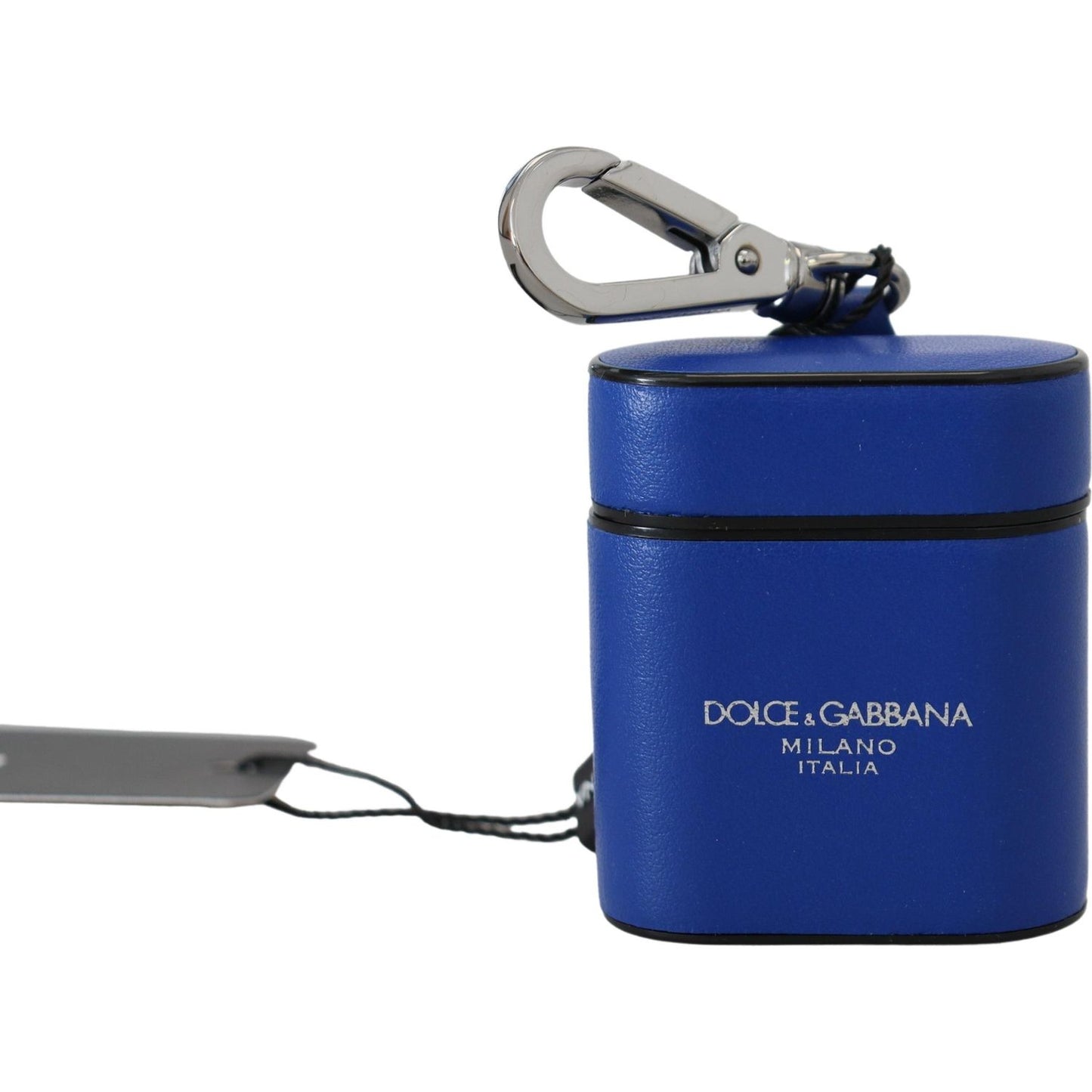 Dolce & Gabbana Blue Leather Silver Metal Logo Airpods Case SMY101000