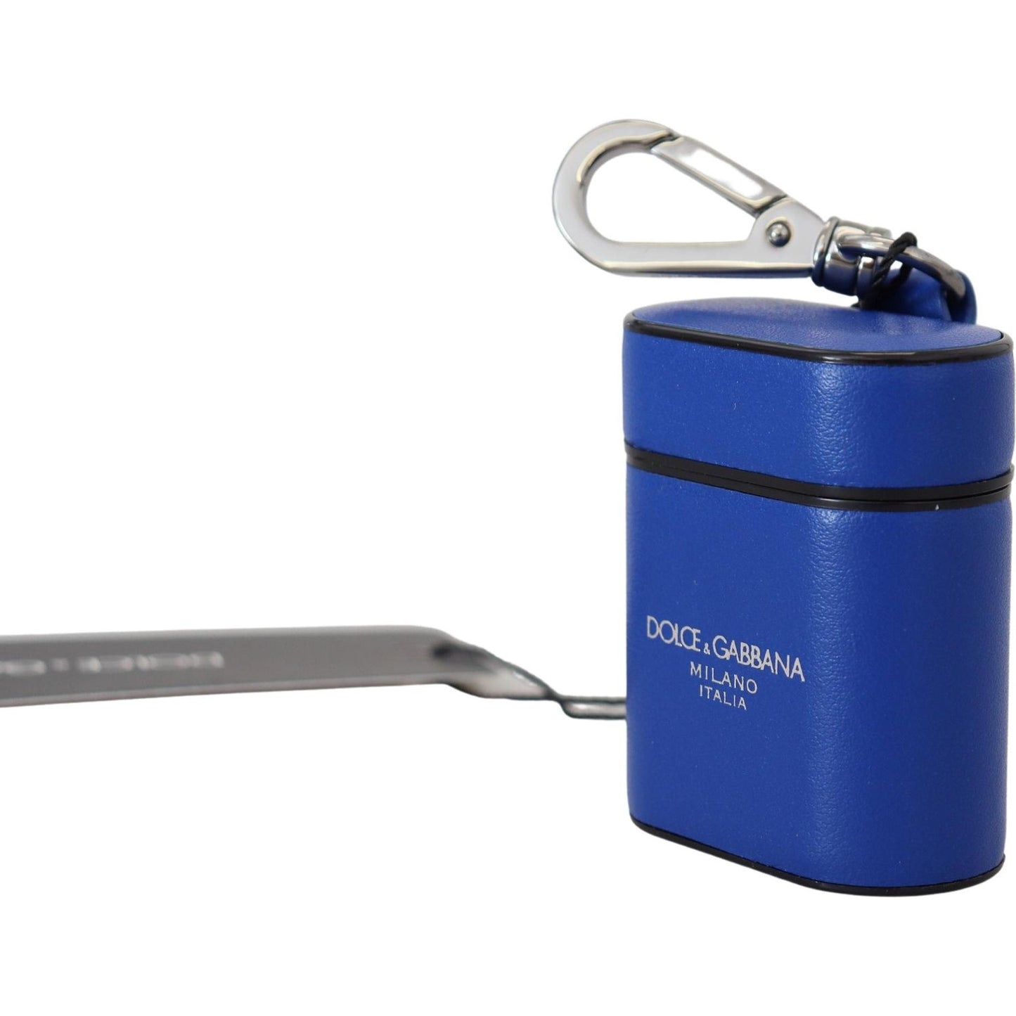 Dolce & Gabbana Blue Leather Silver Metal Logo Airpods Case SMY101000