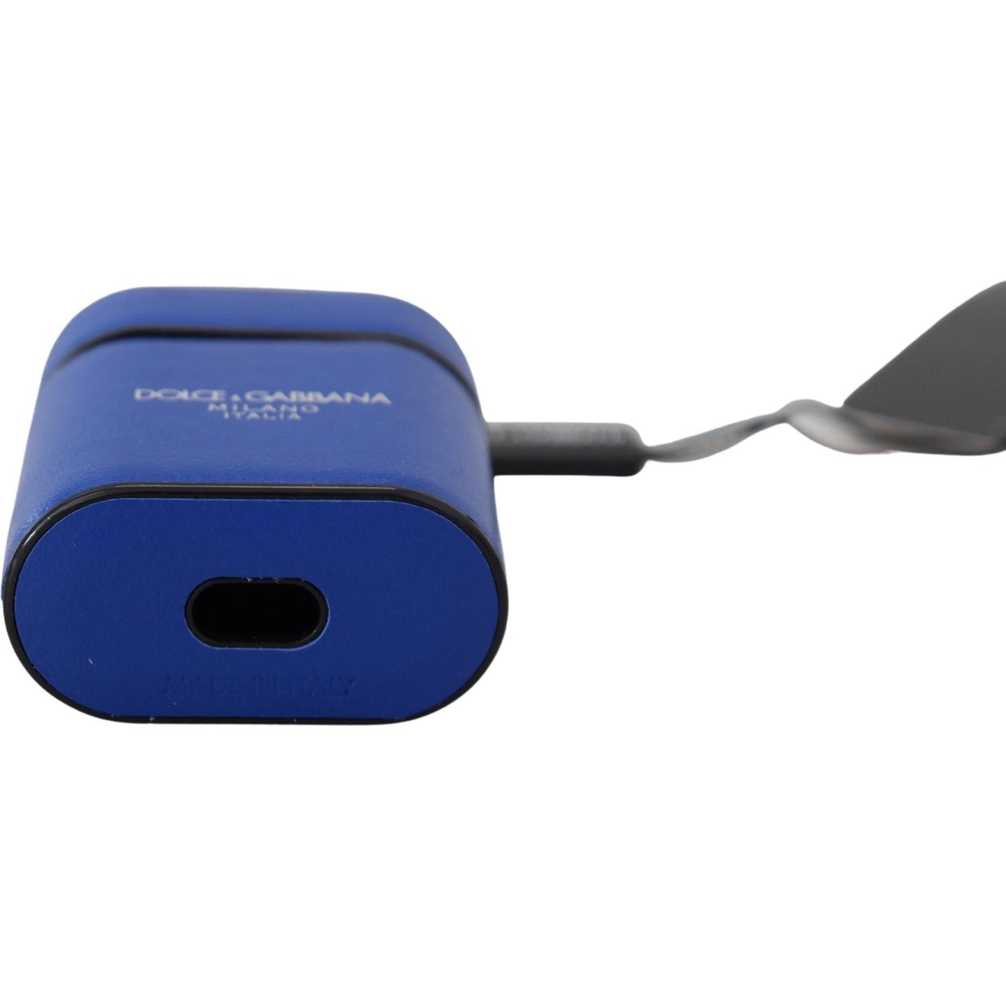 Dolce & Gabbana Blue Leather Silver Metal Logo Airpods Case SMY101000