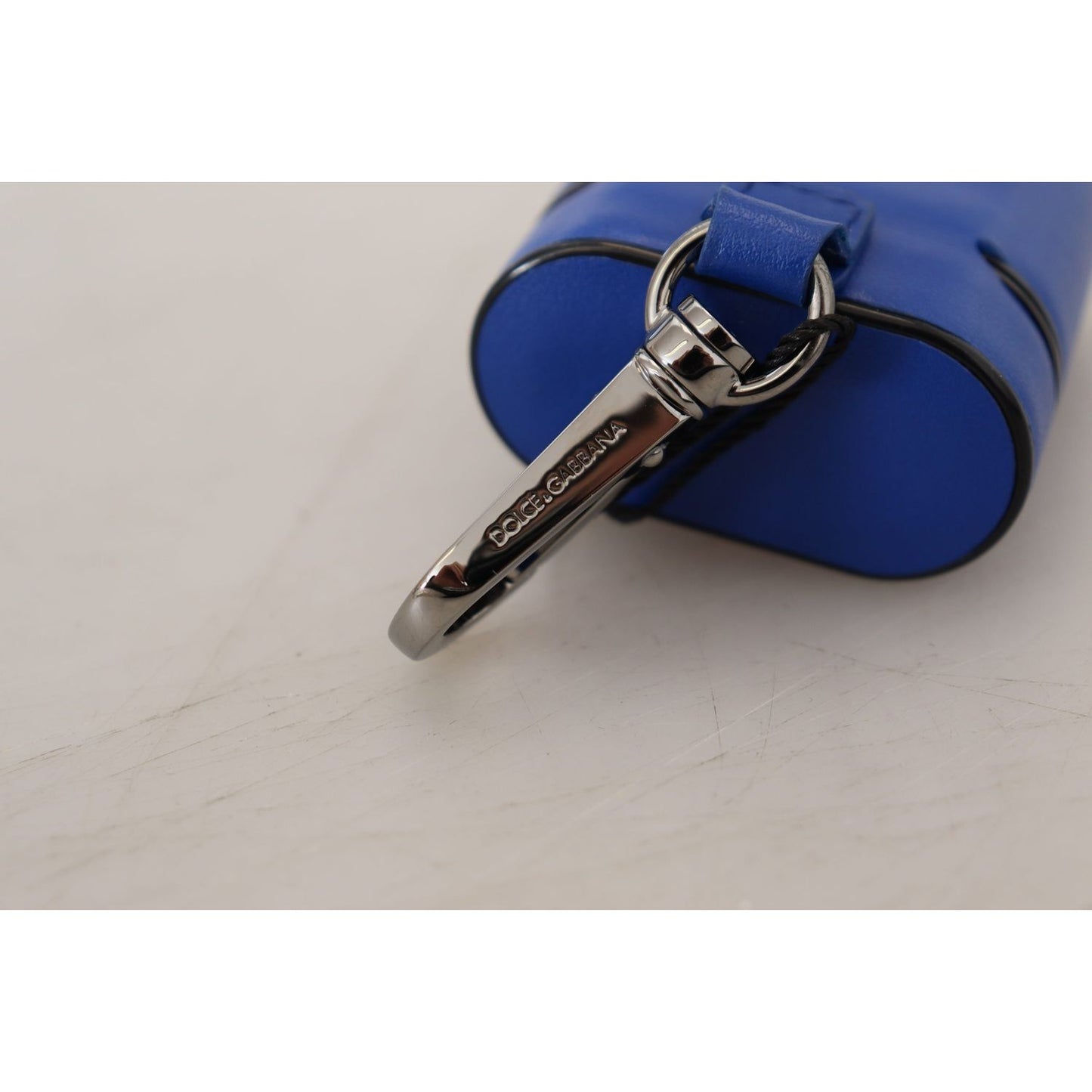 Dolce & Gabbana Blue Leather Silver Metal Logo Airpods Case SMY101000
