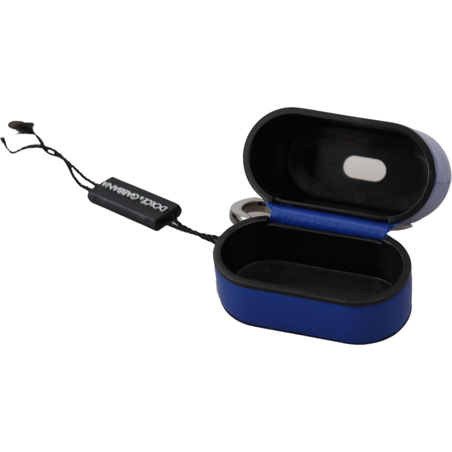 Dolce & Gabbana Blue Leather Silver Metal Logo Airpods Case SMY101000