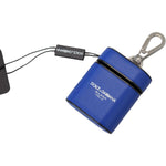 Dolce & Gabbana Blue Leather Silver Metal Logo Airpods Case SMY101000