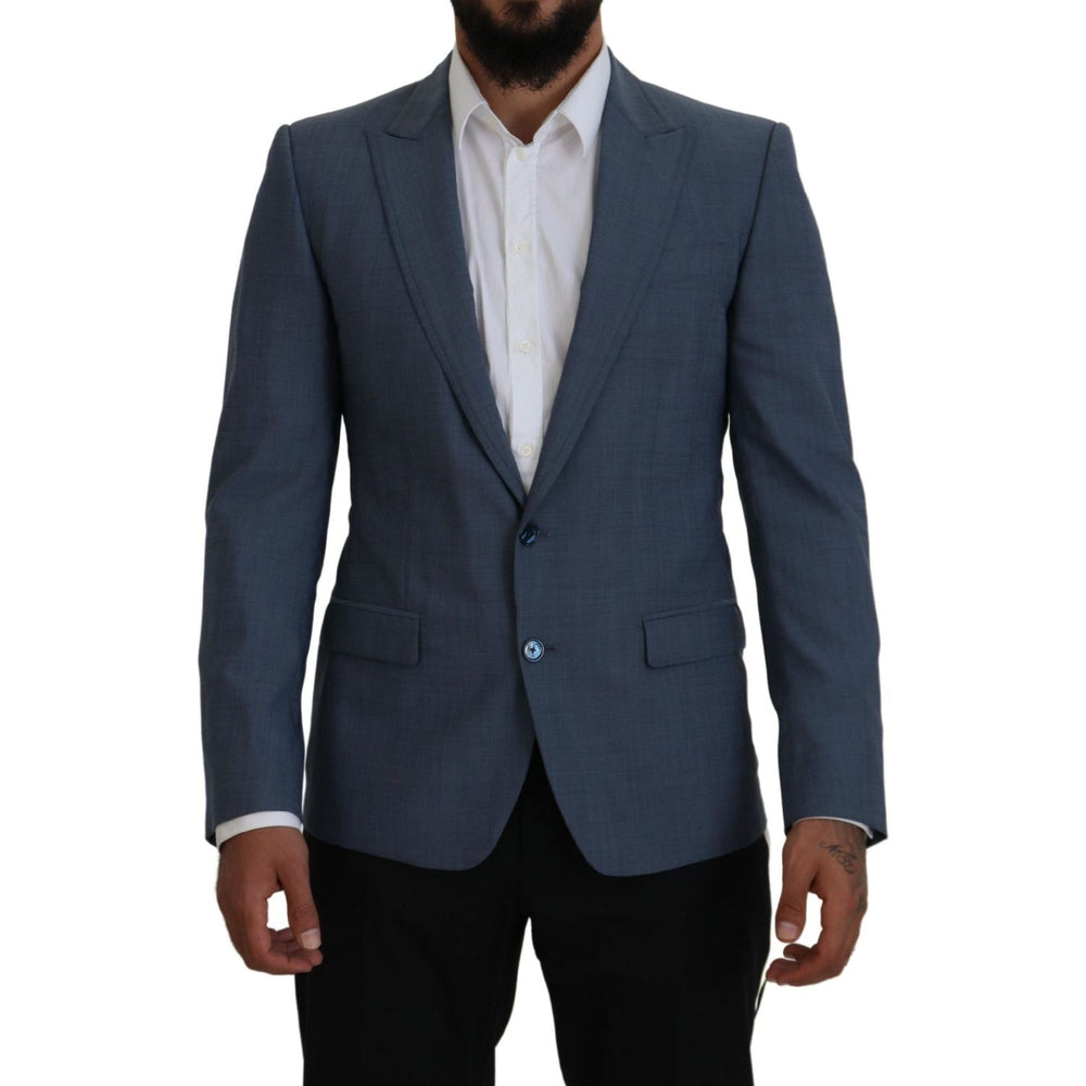 Dolce & Gabbana Blue Wool Stretch Slim Fit Jacket Blazer KOS2108- 44
