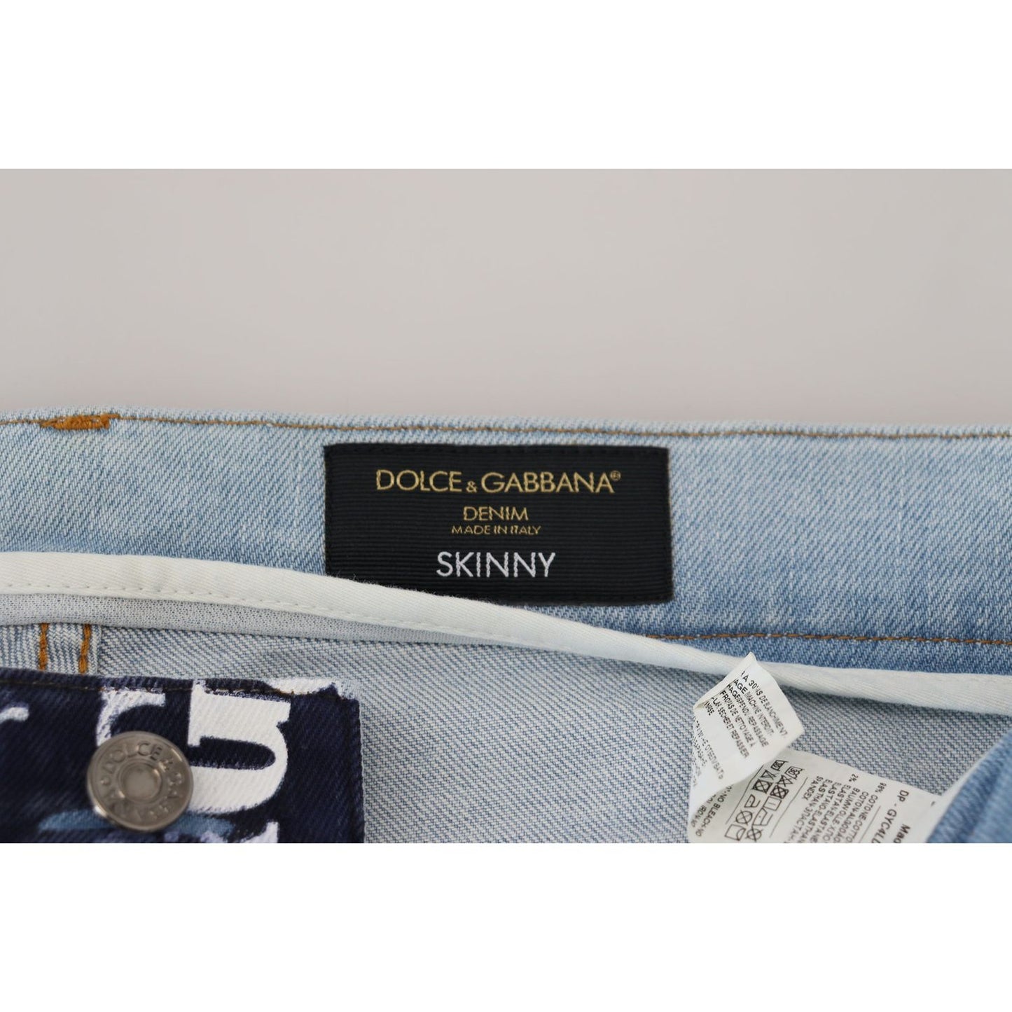 Dolce & Gabbana Blue Cotton DG Crown Skinny Denim Jeans PAN73288 - 48